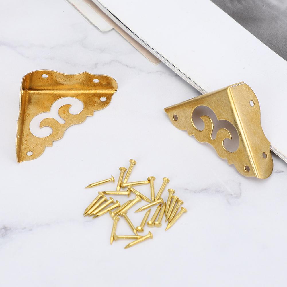 6Pcs Retro Decorative Corner Cover Brass Jewelry Gift Box Guard Furniture Hardware Accessories