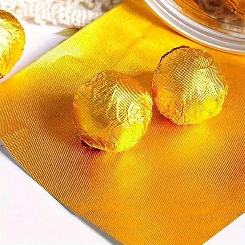 100pcs 10cm Gold Aluminium Foil Wrapper Paper Wedding Chocolate Paper Candy Wrapping Paper Sheets Wedding Party Candy Packaging