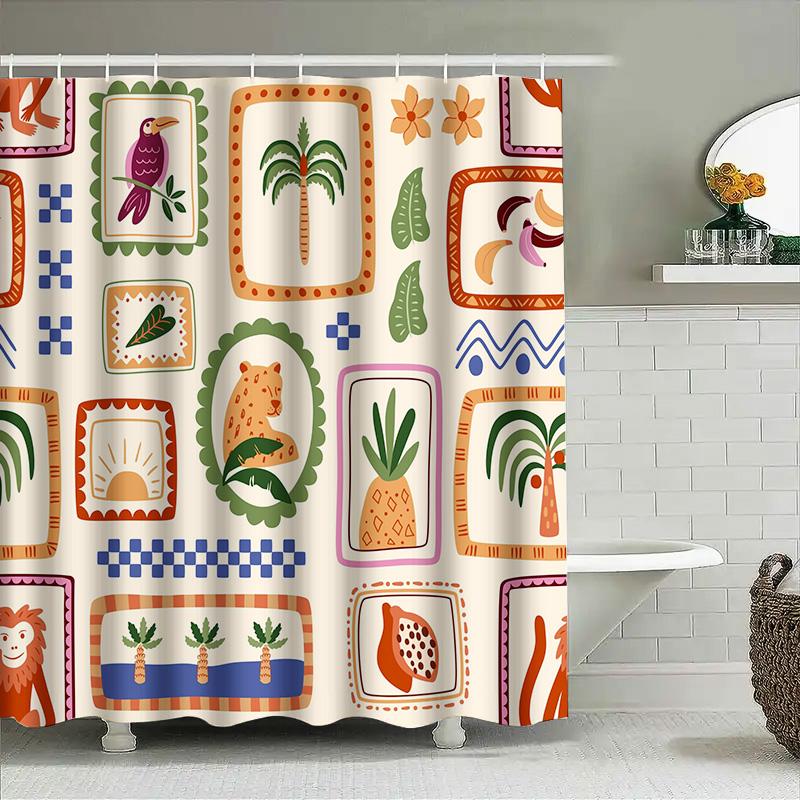 Decorative bathroom curtain with exotic animal print – perfect addition for your home décor!