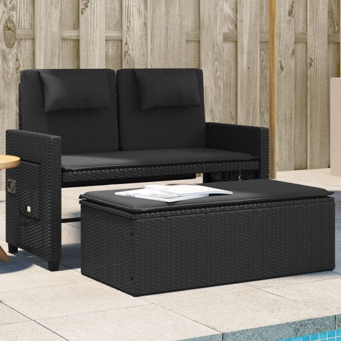 VidaXL Banc Inclinable de Jardin avec Coussins, Siège de Patio, Chaise de Terrasse, Meuble de Parc Arrière-cour Balcon 365817
