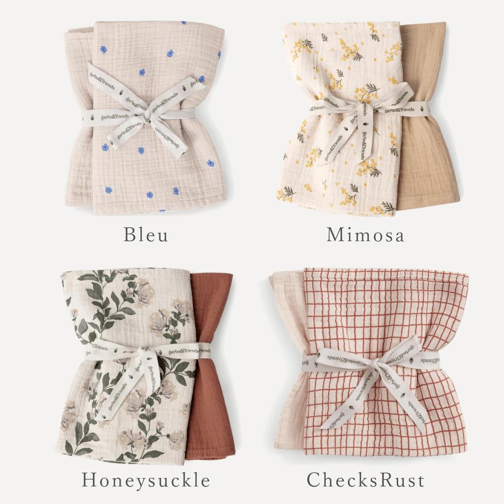 Garbo friends Garbo Friends Kocyk Muślinowy Mały Dziecięcy Zestaw 2-częściowy KOC MUŚLINOWY MAŁY 2 SZT. & & FoliaEcru(3300)