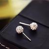 Korean White Rhinestone Ball S925 Sterling Silver Women's Stud Earrings