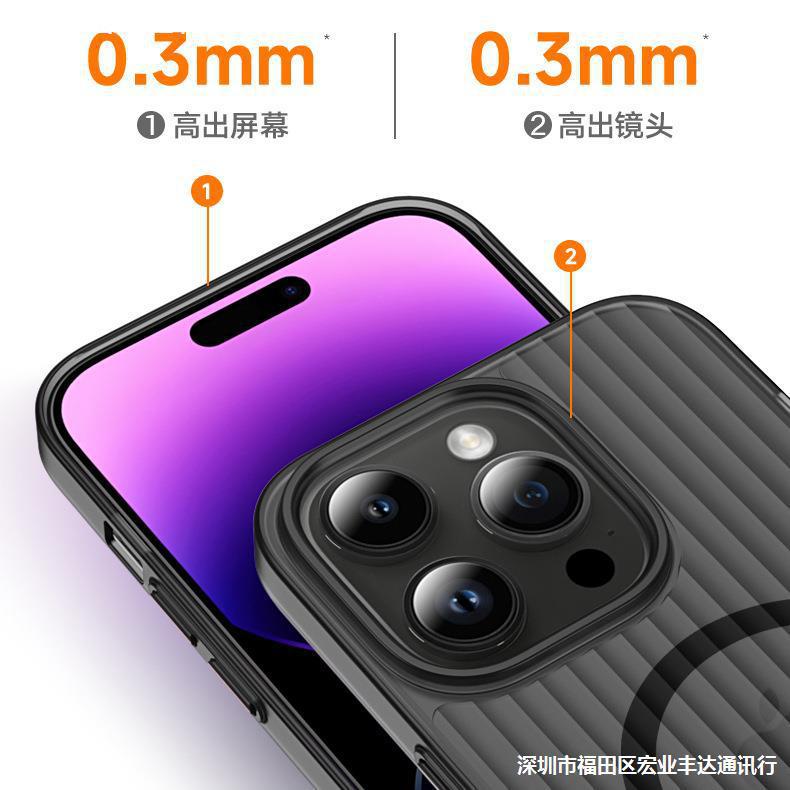 Applicable to Apple 16Promax corrugated magnetic mobile phone case matte grating iPhone16 anti-drop and dirt-resistant protective case