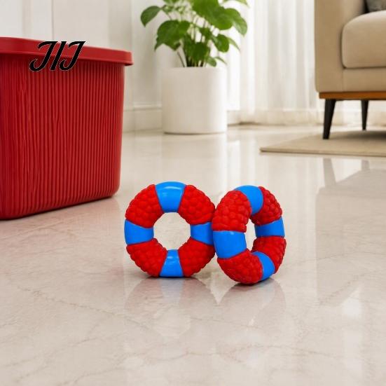 Squeaky Dog Toys Lifebuoy Ring Toy, Latex Chew Teeth Pet Fetch Cleaning Toy for Aggressive Chewers, Interactive Training Puppy Teething