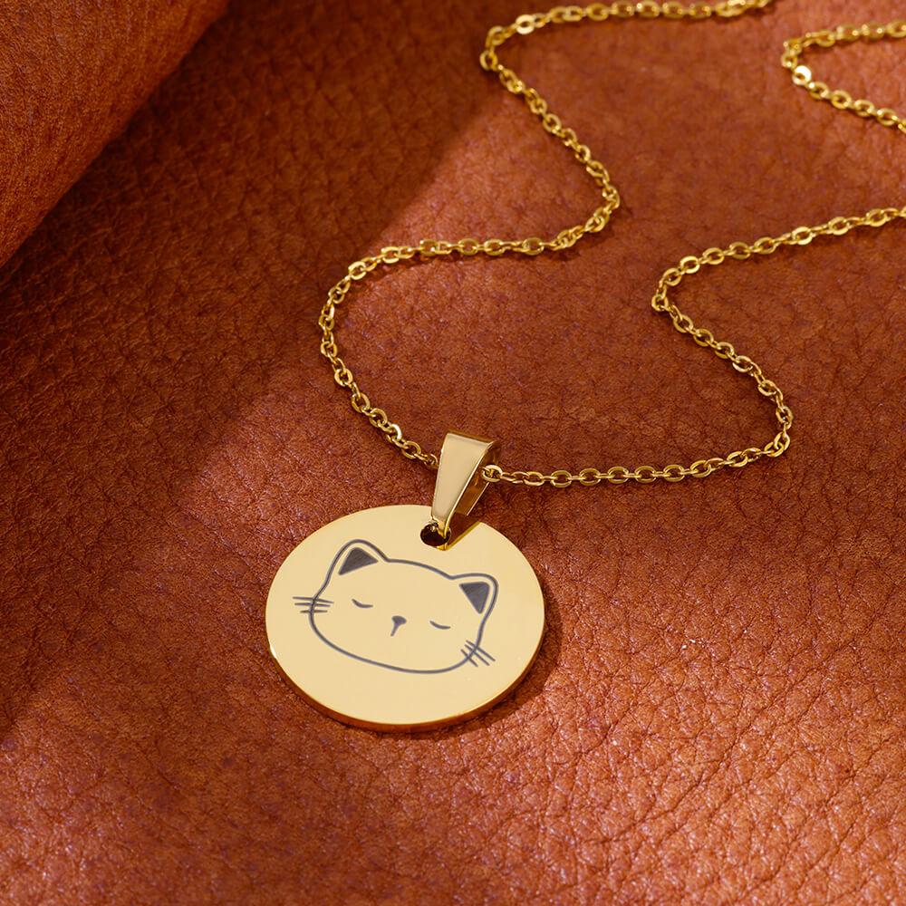 Cute Cat Stainless Steel Necklaces for Women Gold Color Animal Pet Pendant Necklaces Party Luxury Jewelry Birthday Gifts BFF