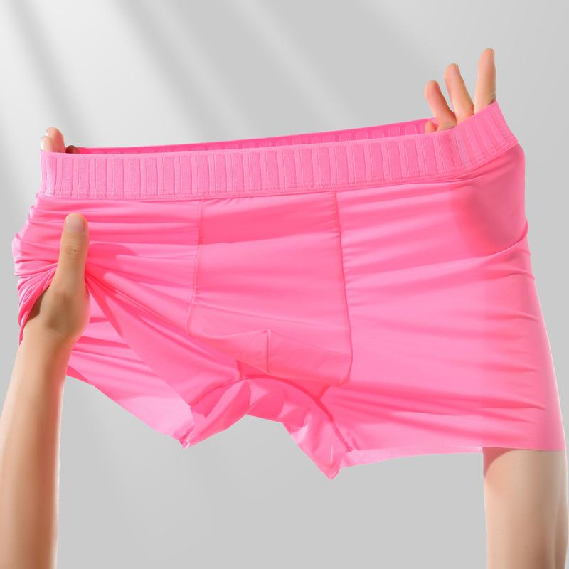 Men's Summer Ice Silk Non-mark Breathable Mulberry Silk Crotch Comfortable Flat Angle Underwear