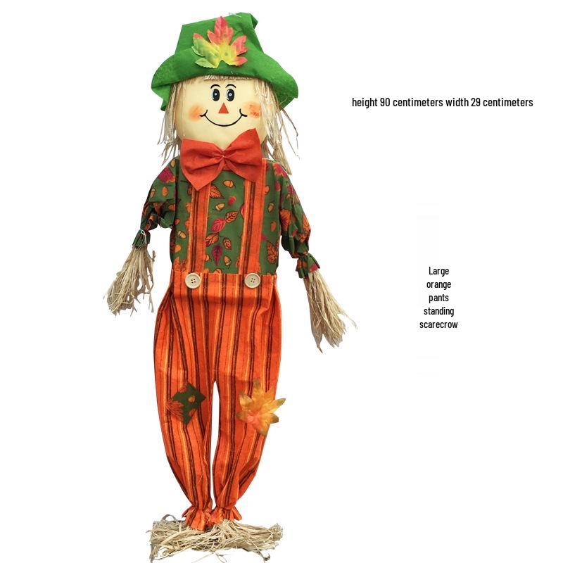 Cute Scarecrow Halloween Decorations: Small & Medium Pumpkin Lanterns for Bar, Party, Haunted House, and Pastoral Themes.