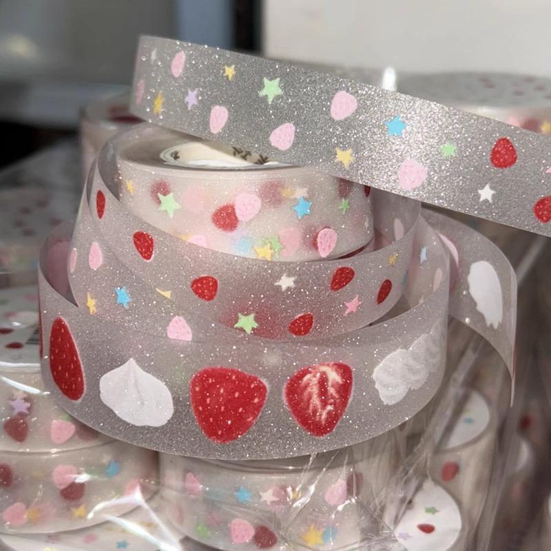 Cai Cai Xuan Xuan Strawberry Cream Star Frosted Silver Matte Washi Journal Tape
