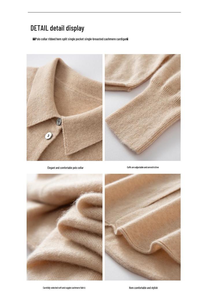 Autumn/Winter 2026 Women's Cashmere Polo Collar Knit Cardigan