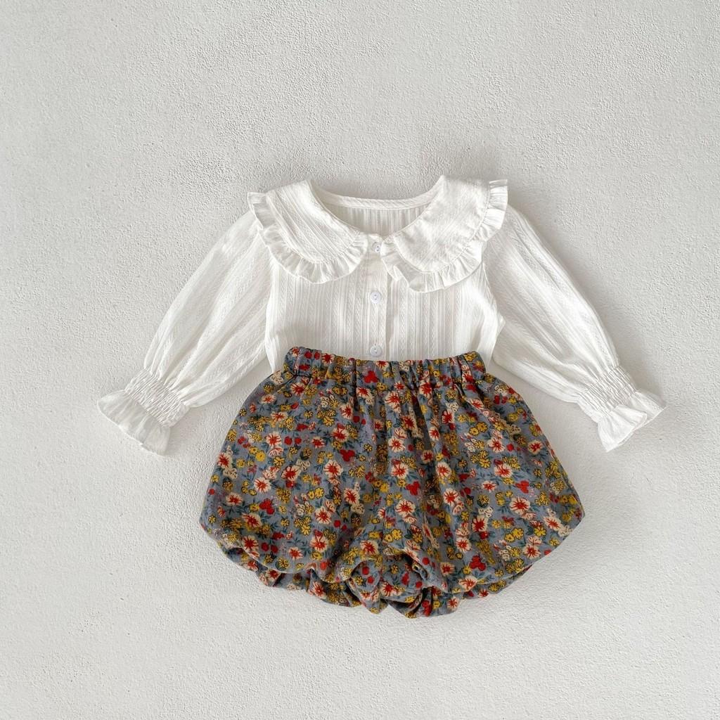 

Lovely Floral Two Piece Baby Outfit For Girls With Doll Collar And Soft Cotton Fabric 66CM/25.98in
