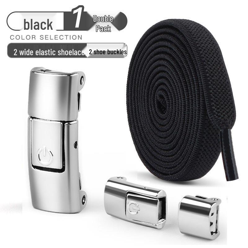 No-Tie Elastic Shoelaces for Kids & Adults - Black & White Flat Stretch Laces