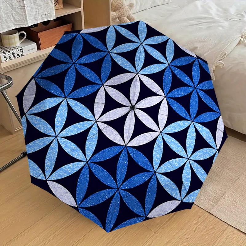 

1pc Flower of Life Pattern Automatic Folding Umbrella, Casual Outdoor Accessory, Birthday Festival Gift yy251126077