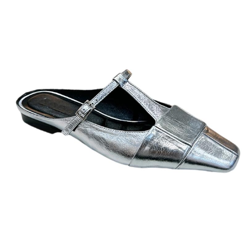 Fashion Square Toe Women Flats Slippers Slingback Mules Shoes Fashion Casual Shoes Woman Trend Sandals Summer 2025 Brand Zapatos Mujer