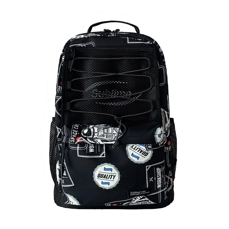 Street Style Printed Front Pocket Student Schoolbag Korean Version Casual Style Large Capacity Backpack