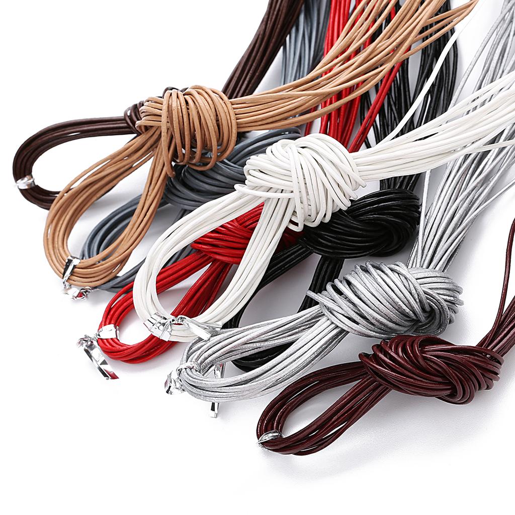 10yards/lot 2mm 100% Genuine Round Leather Cords Jewelry Cords for Leather Bracelet Thread Rope Necklace Jewelry Making Finding