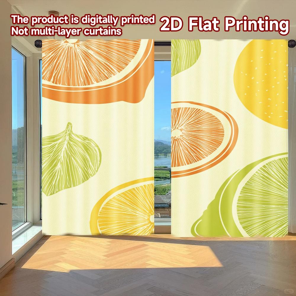 

Set Of 2 Flat Printing Curtains Without Rod Fruit Leaf Design Women Is Day Festival Chic Print Durable Curtain Polyester W100*H70(CM)-Grommet top&1PCS