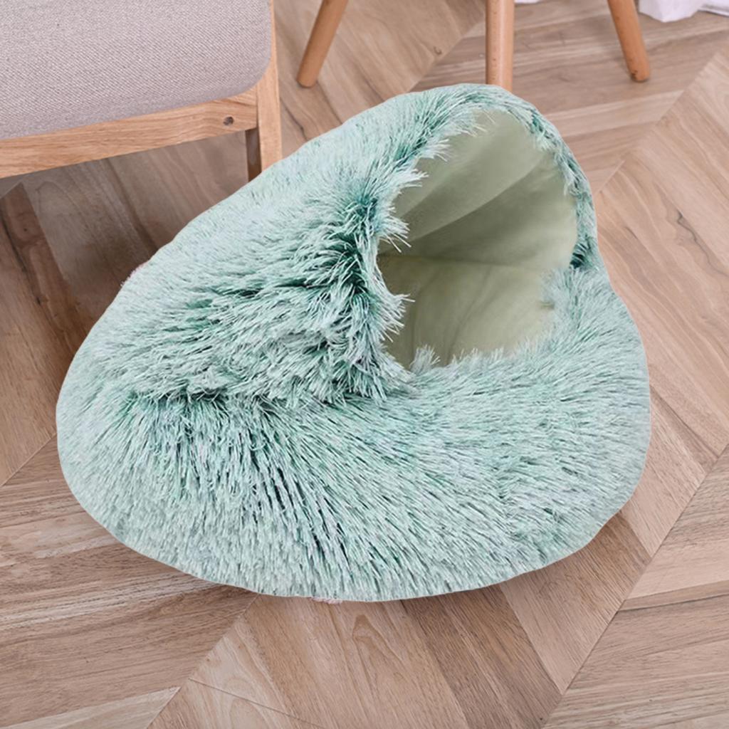 Yuvarlak Kapşonlu Kedi Yatağı Kış Tüylü Evcil Hayvan Yatağı Mağara Peluş Donut Sakinleştirici Kedi Yuvası Yatağı Kediler ve Köpekler için Rahat Evcil Hayvan Yuvası