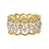 Huitan Aesthetic Hollow-out Pattern Rings Chic Luxury Two-tone Engagement  for Women Gorgeous Exquisite Party Accessories