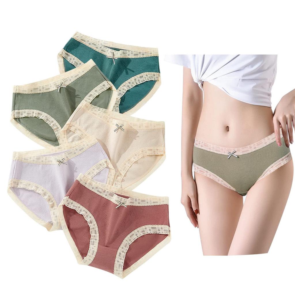 WindTour Seamless Pure Cotton Breathable and Organic Size M Women's Mid-Waist Panties, 100% Cotton, Lace, Cute, Panties, Stretchy, Antibacterial,