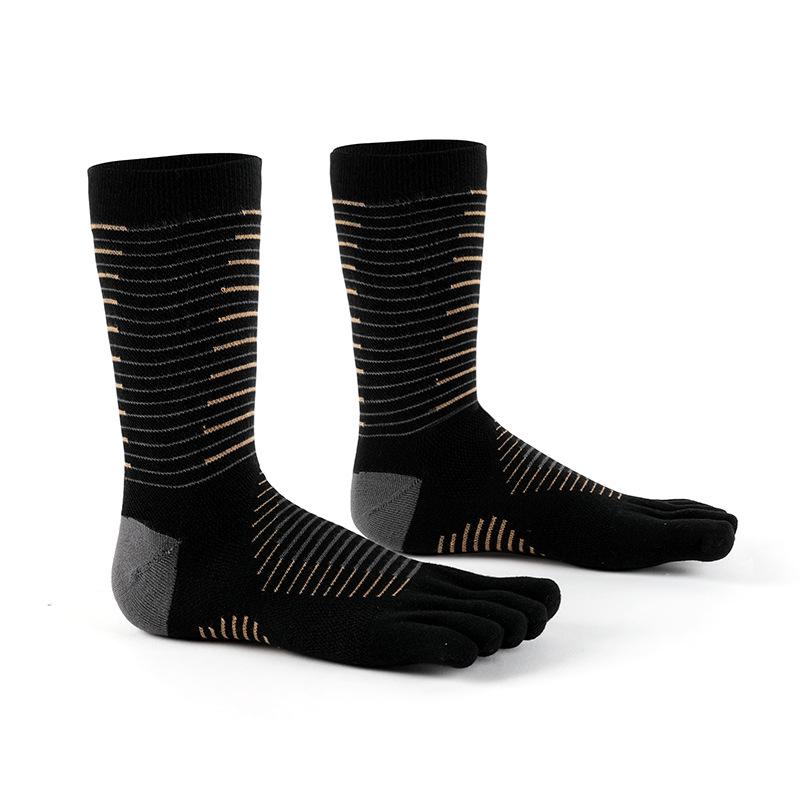 MEIKAN Men s Mid-Calf Quick-Dry Five-Toe Compression Running Socks 35-38 чёрный