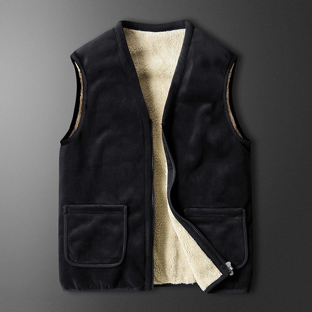 Men's Oversized Plus Velvet Sleeveless Vest Loose Coat Autumn Winter Clothes Windbreaker Jacket For Men Outdoor