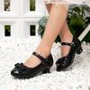 Klassische Kinder-Anzugschuhe Schwarze Schleife Mädchen Hochzeitsfeier High Heel Schuhe Prinzessin Auftritt Kinder Mode Lederschuhe