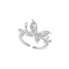 Light Luxury Niche Rhinestone Butterfly Rings for Women Girls Gentle Temperament Silver Color Open Rings Birthday Jewelry Gifts