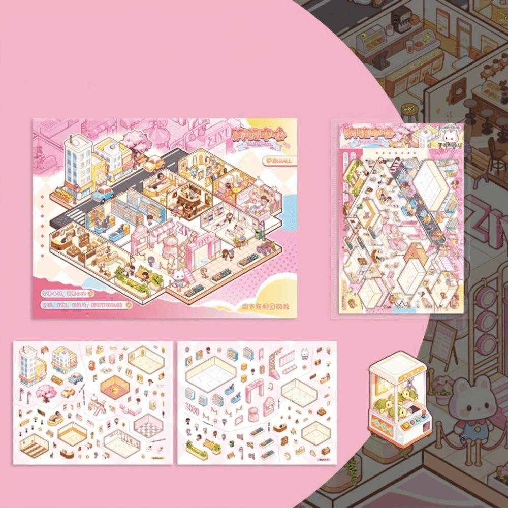 Grid-Style DIY Journal Stickers 2D Flat Kids Hobbies Stickers Miniature Scene Stickers Fun Design Style B