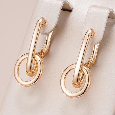Fashion Glossy Dangle Earrings  Rose Gold Color Simple Geometry High Quality Daily Fine Jewelry For Women Best Gift