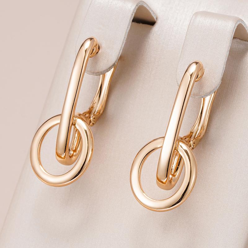 Fashion Glossy Dangle Earrings  Rose Gold Color Simple Geometry High Quality Daily Fine Jewelry For Women Best Gift