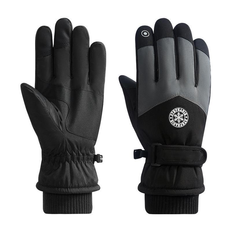 Men's Winter Touchscreen Cycling & Driving Gloves - Velvet Lined, Non-Slip, Two-Finger Design for Motorcycling and Fishing.