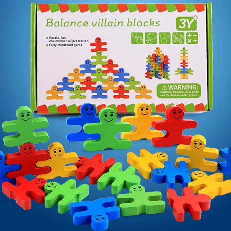 16pcs 3D Children Constructing Blocks Balance Villain Montessori Toys ideal for Early Learning Fine Motor Abilities Present