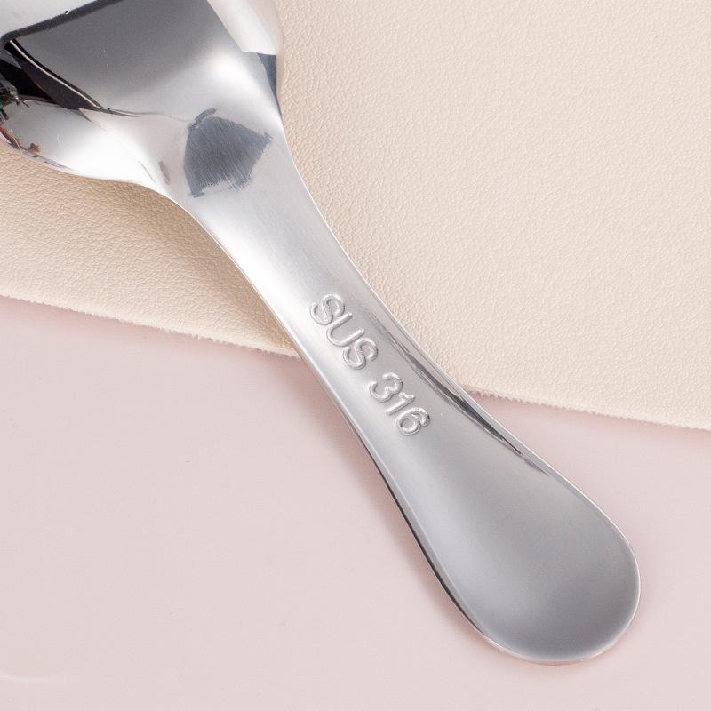 316 Stainless Steel Spoon Chinese Flat Bottom Spoon Short Handle Children's Spoon Eating Spoon Baby Supplementary Food Dessert Spoon