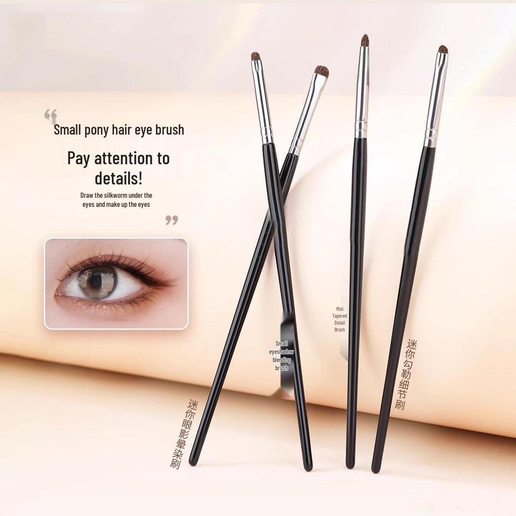 4-Piece Eye Makeup Brush Set: Horse & Pony Hair Blending and Detailing Brushes