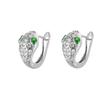 Retro Cold and Trendy Green-eyed Snake Ear Buckle Design Sense Small Mini S925 Sterling Silver Needle Zircon Snake Earrings