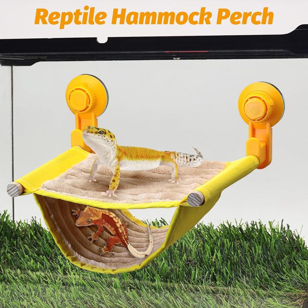 BNOSDM Bearded Dragon Windows Perch Reptile Hammock with Strong Suction Cups Soft Warm Lizards Bed Double Layered Cage Accessories for Chameleon,