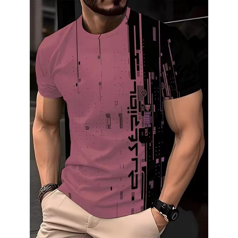 Retro Men's T-shirt 3D Retro Printed Short Sleeved Striped Top Fashionable Oil T-shirt Men's Summer T-shirt Oversized T-shirt