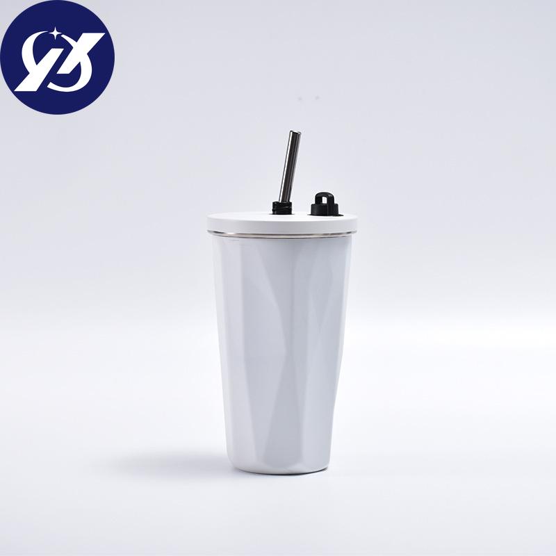 Good-looking Diamond Stainless Steel Cup with Straw Large Capacity Portable Handy Cup Creative Car Accompanying Coffee Cup