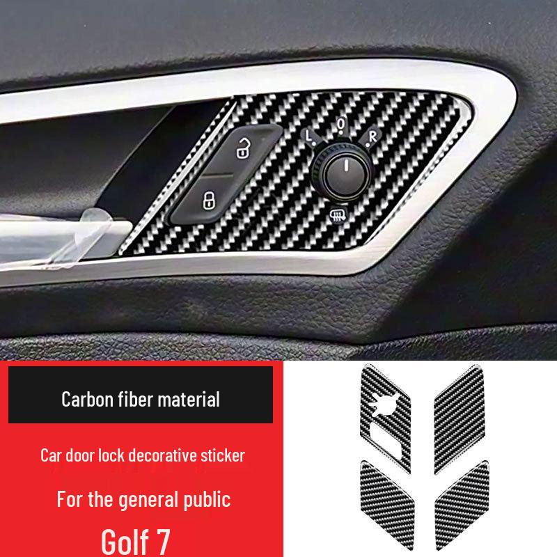 Наклейка-декор на замок двери Volkswagen Golf 7 R-Line из углеродного волокна