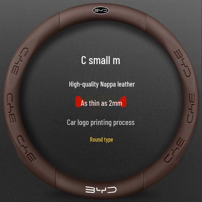 BYD Song PLUS Steering Wheel Cover for Han EV, Tang/Yuan Pro, Dolphin, Seagull, Qin - Genuine Leather