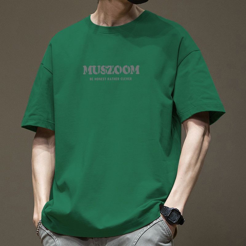 Muszoom Pure Cotton Mens T-shirt O-neck Half Sleeves Casual Loose Tee Man Hip Hop Pullover Shirt
