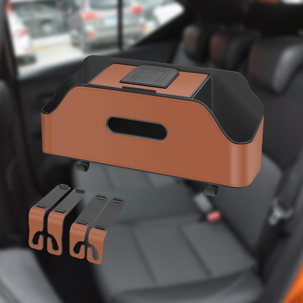 Car Seat Back Organizer Tissue Box 2 Cup Holder Convenient Keep Easy Installation with Hooks Hanger