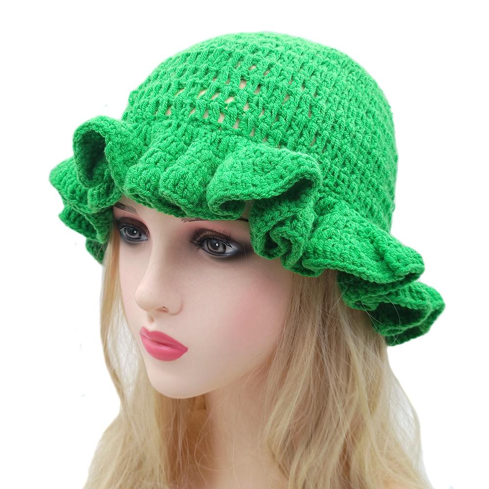 New Trend 2025 for Party Cross-Border Fashionable and Versatile Crocheted Ruffled Woolen Hat New Product Ruffled Hat
