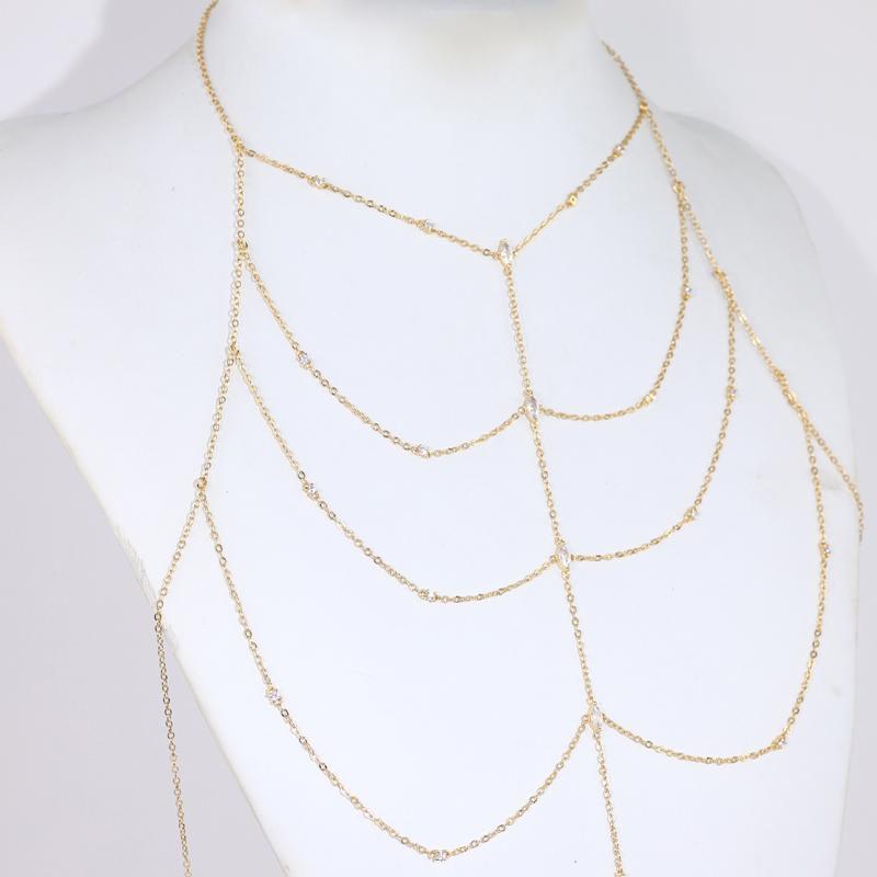 Cadena Corporal de Latón Chapado en Oro de 18 Quilates para Mujer Cadena de Borla Sexy para Dama Circonita Joyería de Moda para Aniversarios Otros Múltiples Piezas