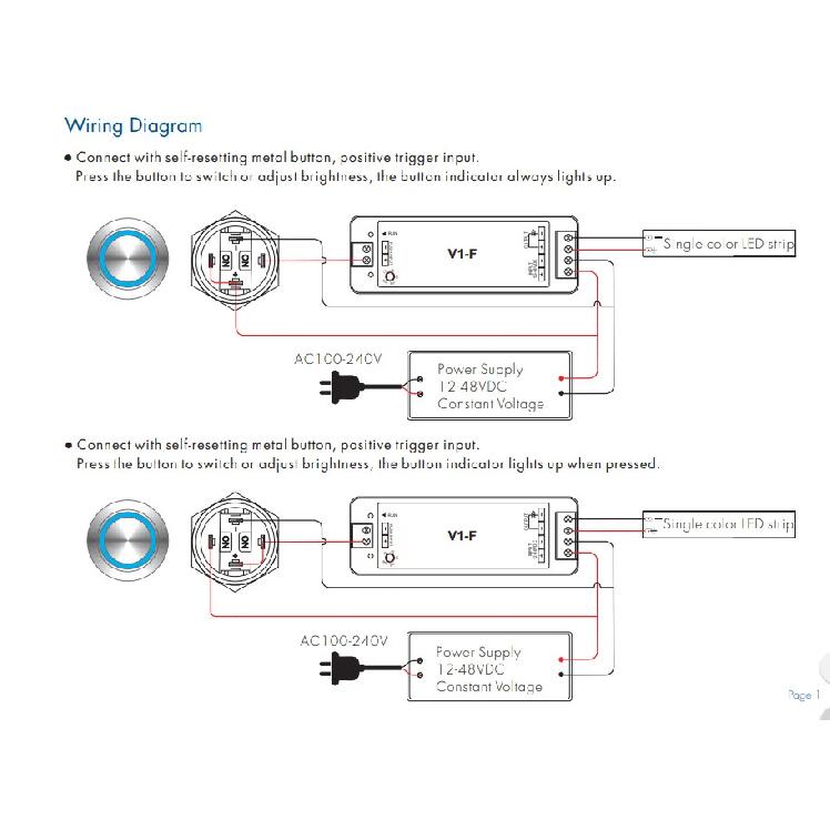 2.4G RF LED CV Dimmer V1-F Bas-Kapat 1 Kanallı*8A DC12-48V Yavaş Giriş Yavaş Çıkış 5 Tür Karartma Hızı Tek Renkli Şerit Işık İçin