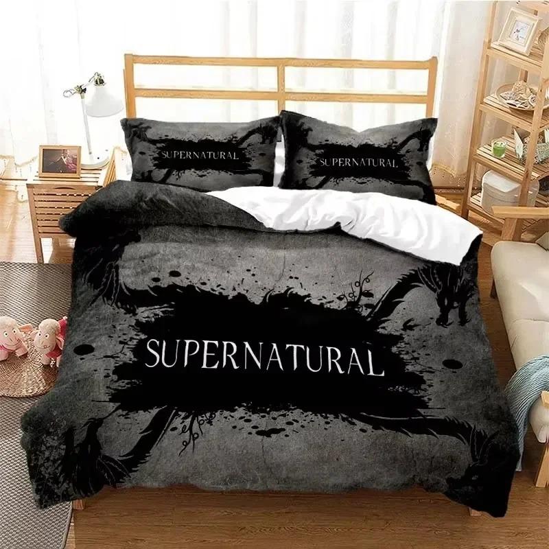 Set Biancheria da Letto Logo Supernatural Copripiumino Set Letto Coperta Federa Piumone King Queen Size Ragazzi Adulti Set Biancheria da Letto