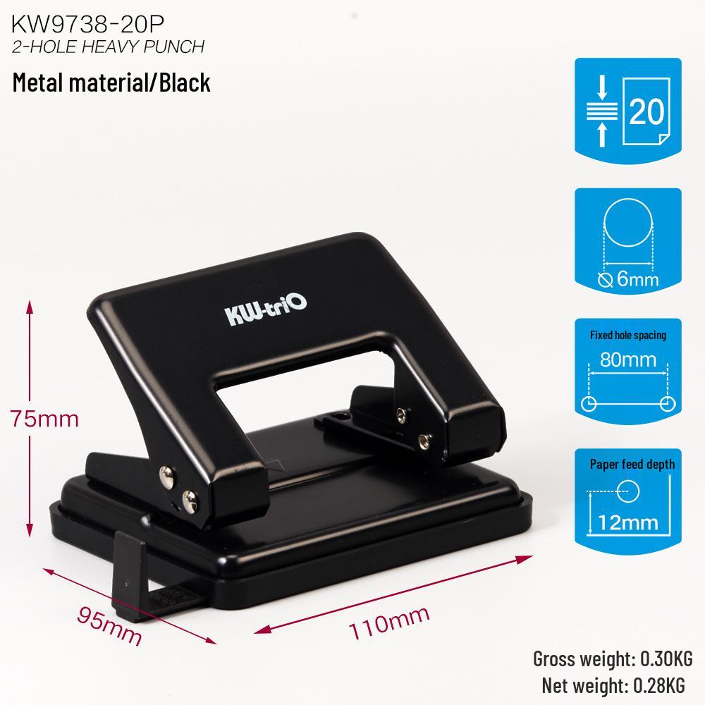 Kede You Heavy-Duty Double Hole Punch - 65 Sheet Capacity, A4 Four-Hole, 40 Sheet Binder Cutter Head