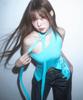 New Arin Ruby Flower One Shoulder Sleeveless Knit Aqua Blue