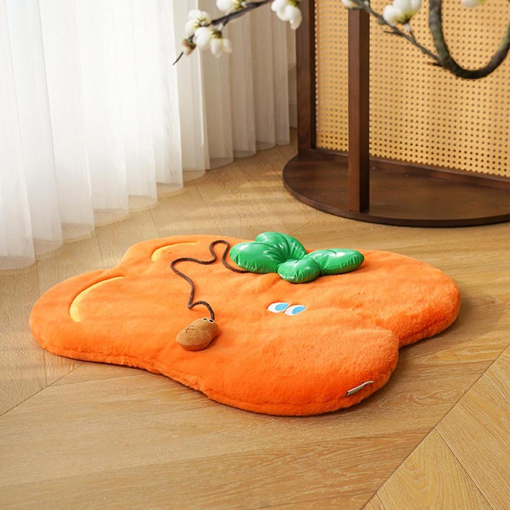 Cat Bed Pad Orange Small Dog Floor Blanket Washable Sleeping Beds For Indoor Relaxation Apartment Living Room Kitchen Home Daily