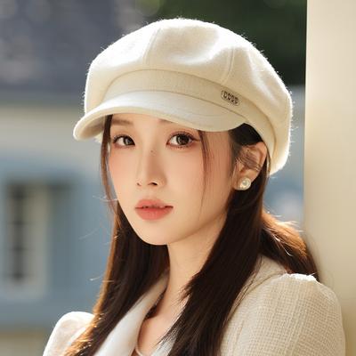 Nuovo Cappello Stile Britannico Donna che Mostra il Viso Cappellino Palla d'Anatra Caldo Cappello da Pittore Giornalaio Cappellino per Bambino Casual Versatile Cappello Ottagonale